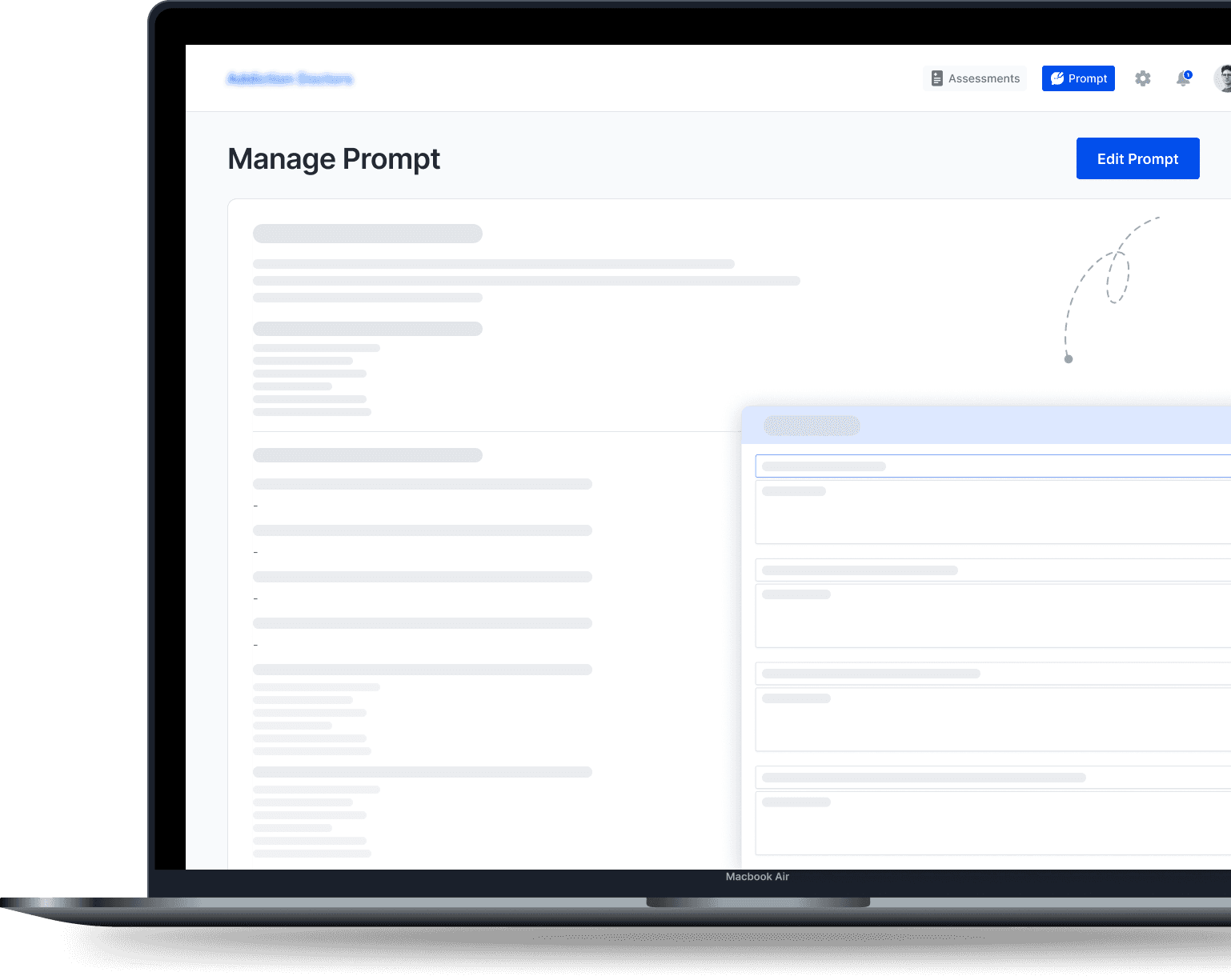 Prompt management interface for configuring clinical documentation templates